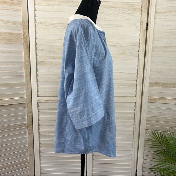 Frame Chambray Dolman Sleeve Blouse Top Large - Picture 9 of 15